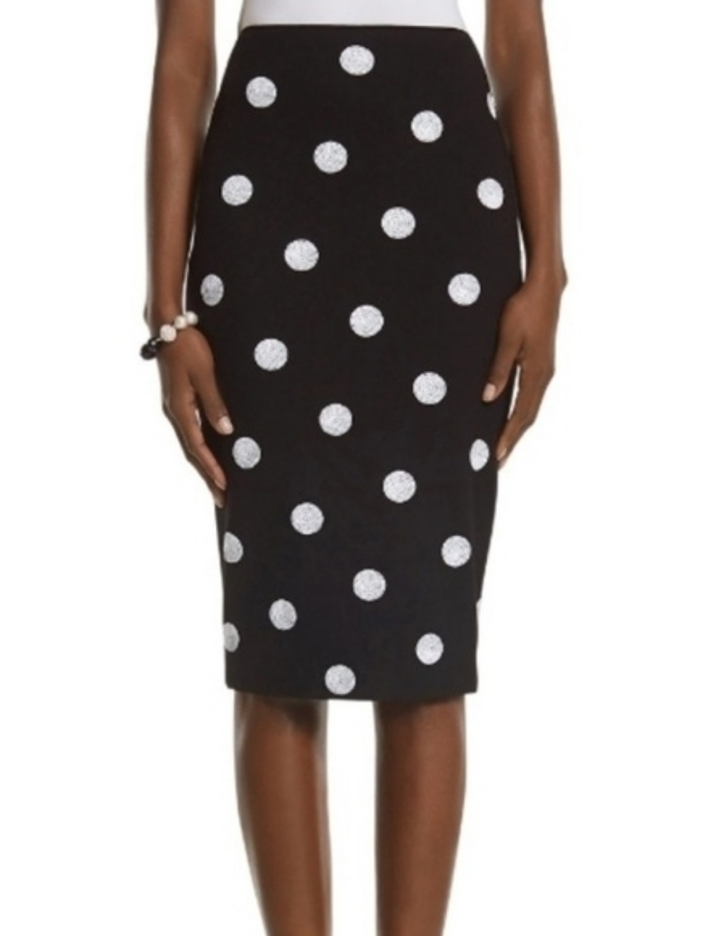 4 White House Black Market Sequin Polka Dot Pencil Skirt